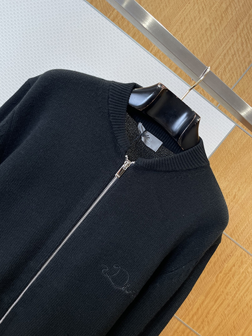 ディオール 文字刺繍ニットジップアップジャケット