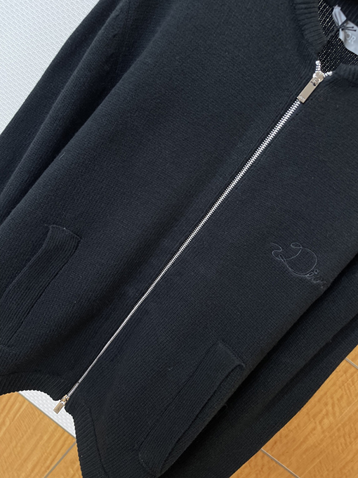 ディオール 文字刺繍ニットジップアップジャケット