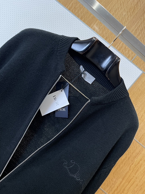ディオール 文字刺繍ニットジップアップジャケット