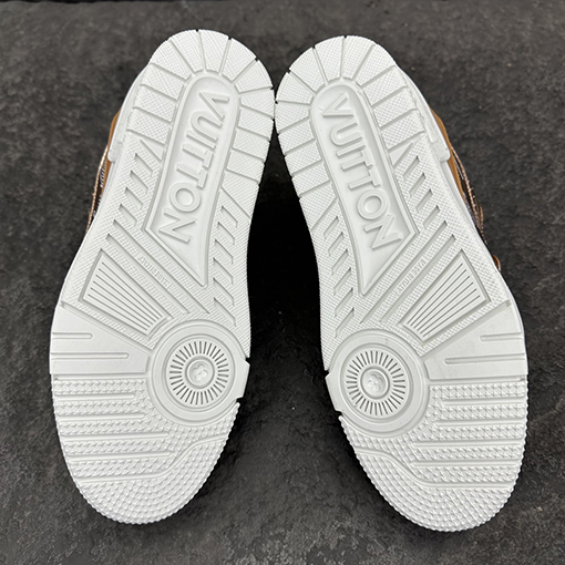 ルイヴィトン LV Trainer Monogram Virgil Abloh パッチワークパテントレザースニーカー