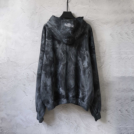 バレンシアガ Balenciaga 3B 刺繍マッドダイコーティング ウォッシュカラー ダメージジッパー フード付き スウェットシャツ