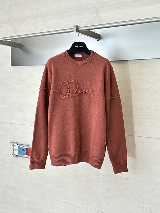 ディオールスーパーコピー 麻縄の刺繍リブクルーネックニットセーター