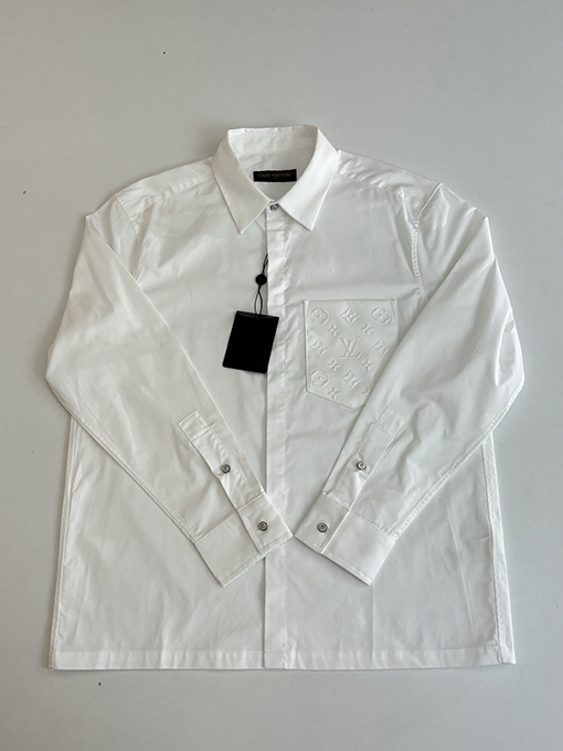 ルイヴィトン Monogram エンボスポケットカラー長袖シャツ