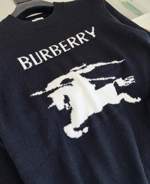 バーバリー Burberry クラシックロゴ ウォーホース インターシャ クルーネック ニット ウール セーター