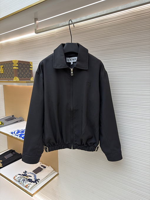 ロエベ LOEWE 刺繍レザーベルトラペルジャケット