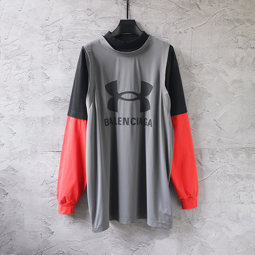 バレンシアガ Balenciaga に重ねできる3Dカットのフェイクスリーピースベスト長袖シャツ