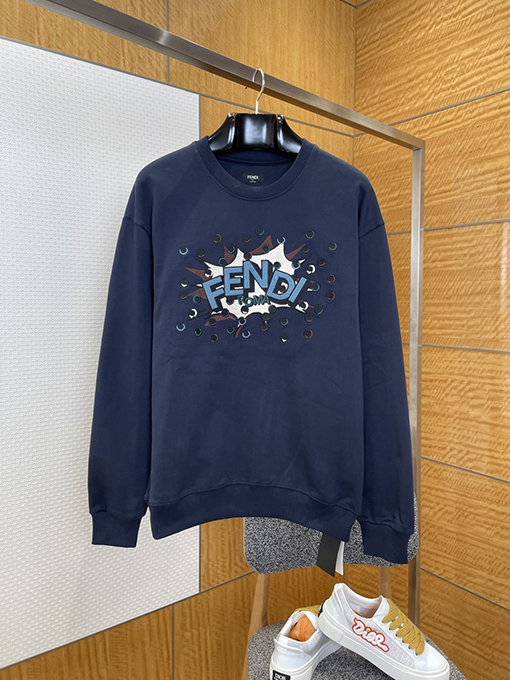 フェンディコピー FENDI 刺繍ロゴクルーネックスウェットシャツ