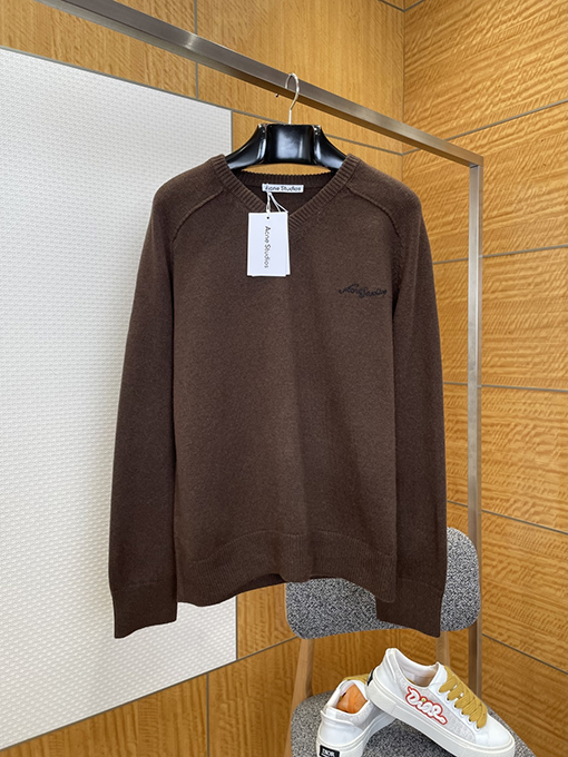 アクネストゥディオズコピー Acne Studios シグネチャー刺繍入りVネックニットセーター