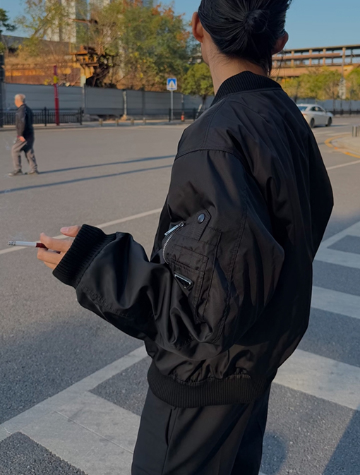 プラダ bomber 袖バッジフライトジャケットコットンコート