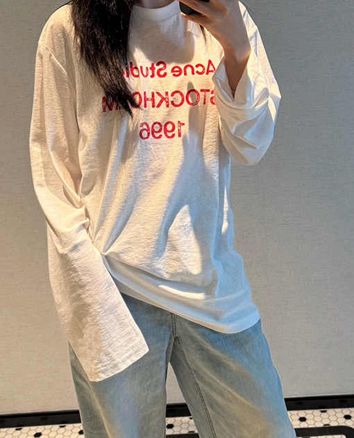 アクネストゥディオズスーパーコピー Acne studio ロゴプリント長袖シャツ