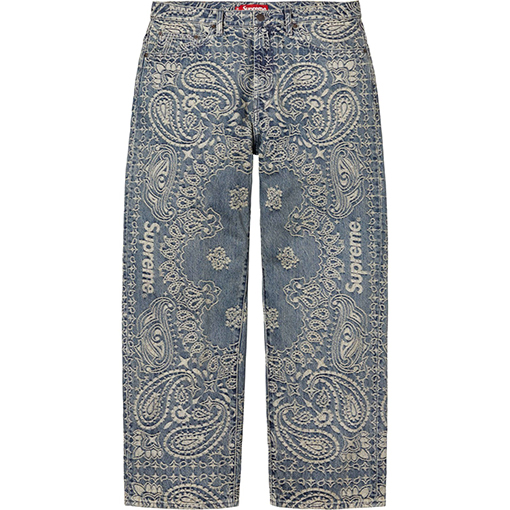 シュプリーム SUPREME BANDANA JACQUARD BAGGY JEAN ペイズリージャカードストレートレッグジーンズ