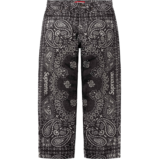 シュプリーム SUPREME BANDANA JACQUARD BAGGY JEAN ペイズリージャカードストレートレッグジーンズ