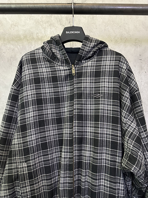 バレンシアガ Balenciaga チェック柄リバーシブル長袖ジップアップジャケット