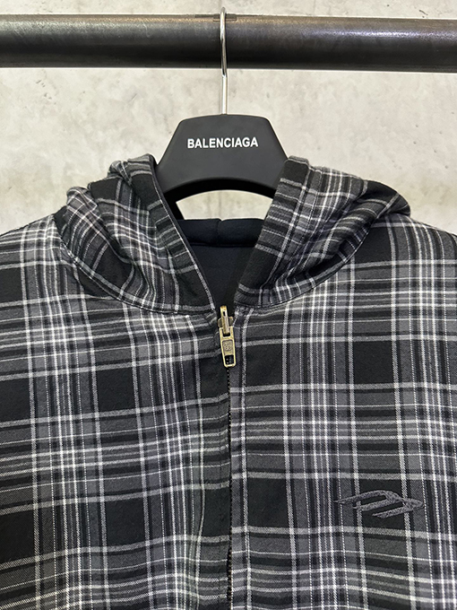 バレンシアガ Balenciaga チェック柄リバーシブル長袖ジップアップジャケット
