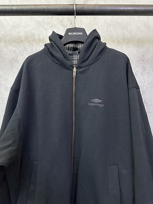 バレンシアガ Balenciaga チェック柄リバーシブル長袖ジップアップジャケット