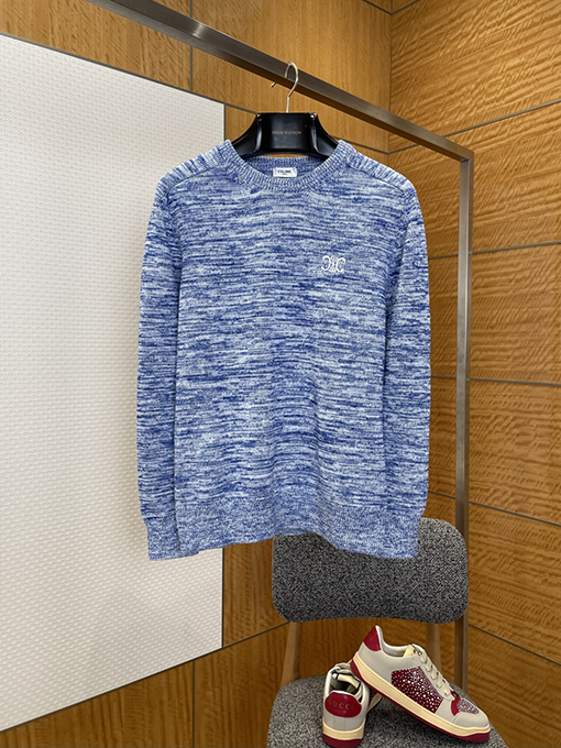 セリーヌ ミックスカラー織り刺繍クルーネックセーター