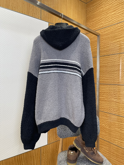 バレンシアガコピー BALENCIAGA カラーブロックフード付きニットカーディガン