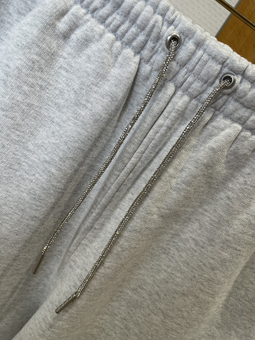 アレキサンダーワン ALEXANDER WANG ラインストーンドローストリングワイドレッグカジュアルパンツ
