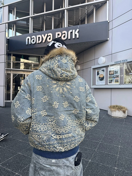 シュプリーム SUPREME BANDANA JACQUARD DENIM HOODED WORK JACKET ペイズリージャカードキルティングデニムジャケット