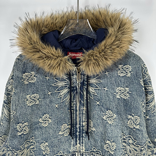 シュプリーム SUPREME BANDANA JACQUARD DENIM HOODED WORK JACKET ペイズリージャカードキルティングデニムジャケット