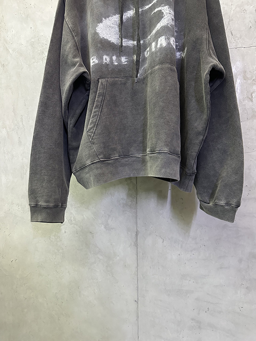 バレンシアガ BALENCIAGA シングルリングスモークウォッシュダメージフード付きスウェットシャツ