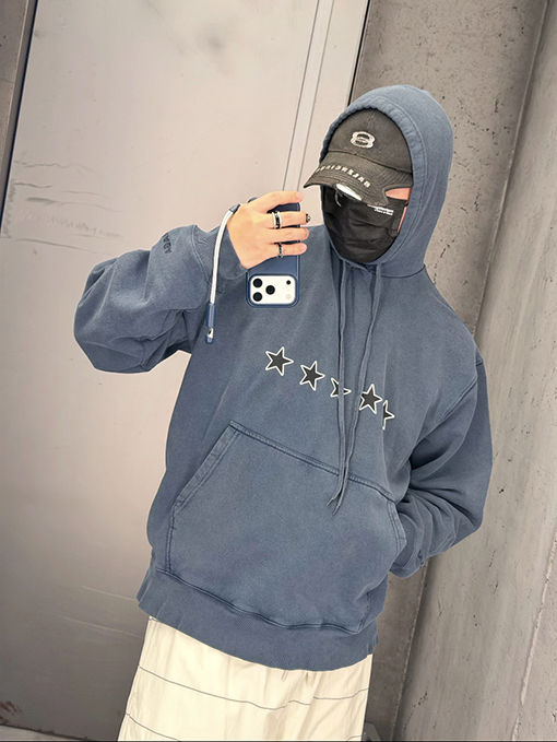 バレンシアガ BALENCIAGA 5つ星スローガンプリントパーカー