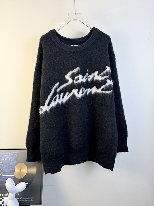 サンローランコピー Saint Laurent モヘアジャカードレター長袖セーター