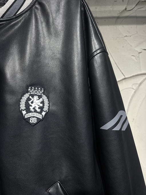 バレンシアガ Balenciaga Football フットボールシリーズ ヘビー刺繍レザージャケット ベースボールジャージ