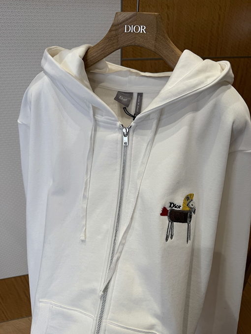 ディオール ポニー刺繍フード付きジップアップスウェットシャツジャケット