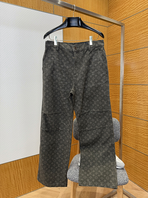 ルイヴィトン クラシックな花柄のワイドレッグカジュアルワークパンツ