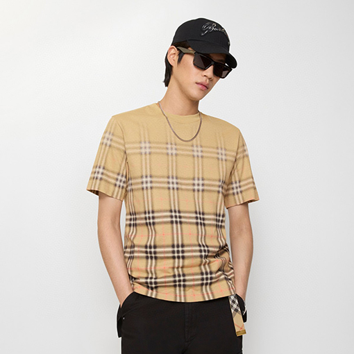 バーバリースーパーコピー チェック柄プリント半袖Tシャツ