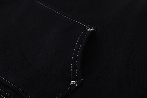 アミリ 胸ポケットに刺繍の骨のデザインダメージのウォッシュ質感のあるフード付きスウェットシャツ