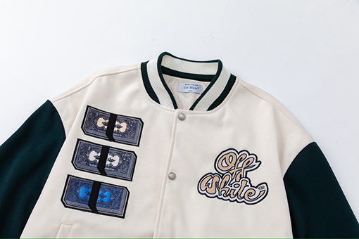 フィアオブゴッド offwhite カップルけ刺繍入りベースボールジャケット