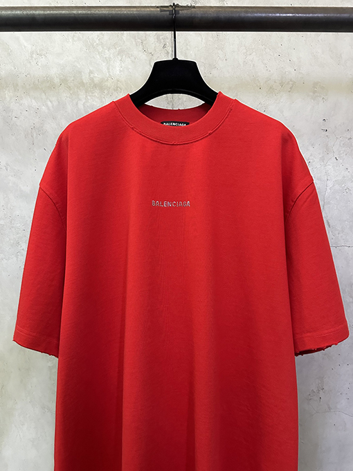 バレンシアガ Balenciaga フロントバックレターラインストーンウォッシュ半袖Tシャツ