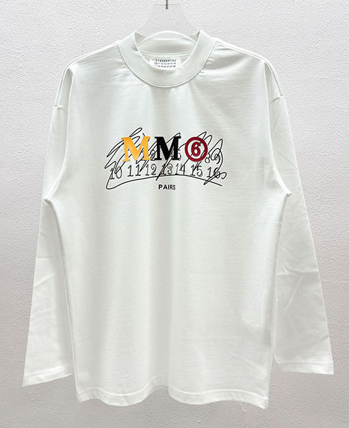 マルタンマルジェラ Maison Margiela MM6 文字ロゴり厚糊ダイレクトスプレー長袖シャツ
