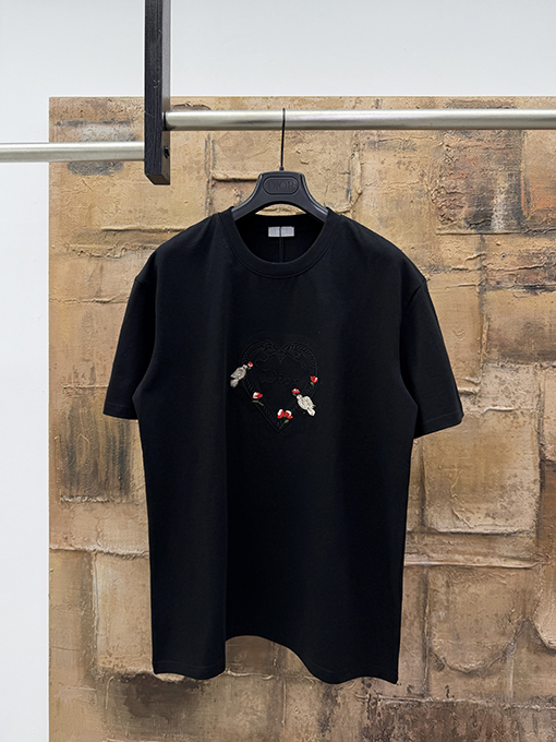 ディオール ローズ刺繍半袖Tシャツ