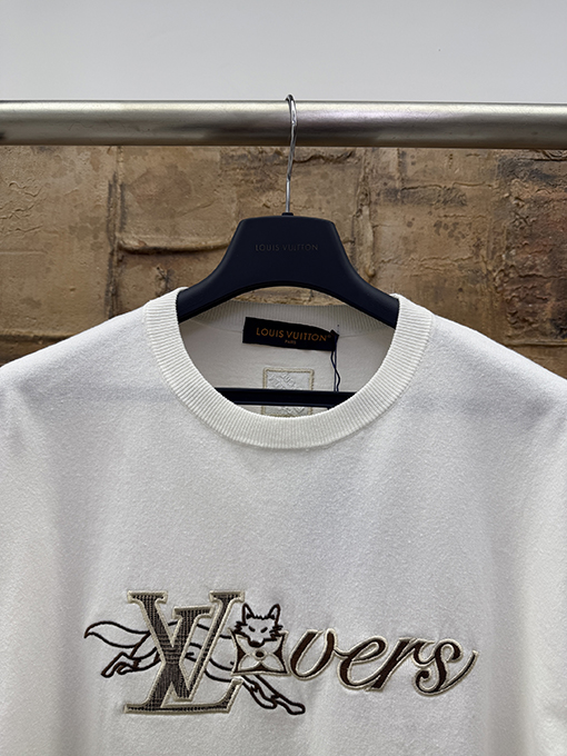 ルイヴィトン レター刺繍ニット半袖Tシャツ