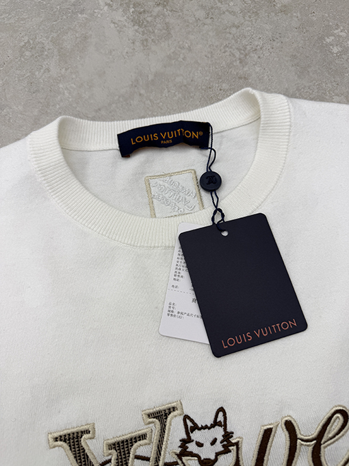ルイヴィトン レター刺繍ニット半袖Tシャツ