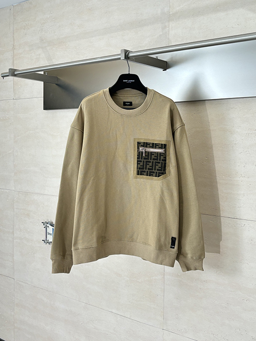 フェンディ FENDI レタージャカードパッチワークポケットルーズクルーネックスウェットシャツ