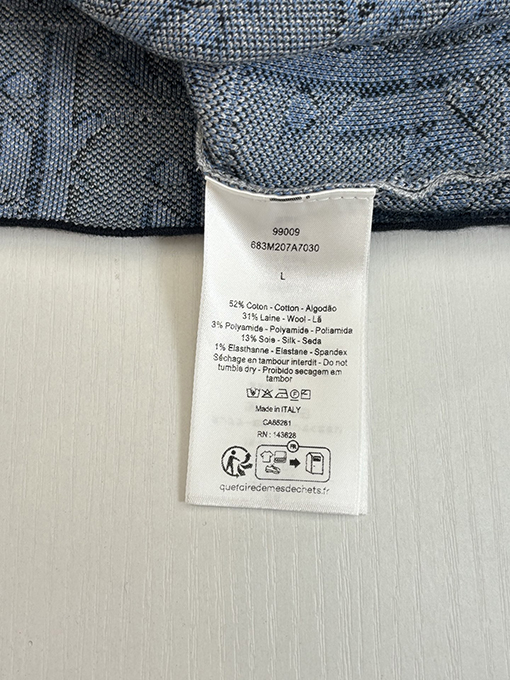 ディオール Oblique オールオーバープリントのジャカードウール混ニットクルーネック半袖Tシャツ