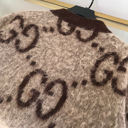 グッチ リバーシブルGGロングモヘアカーディガン