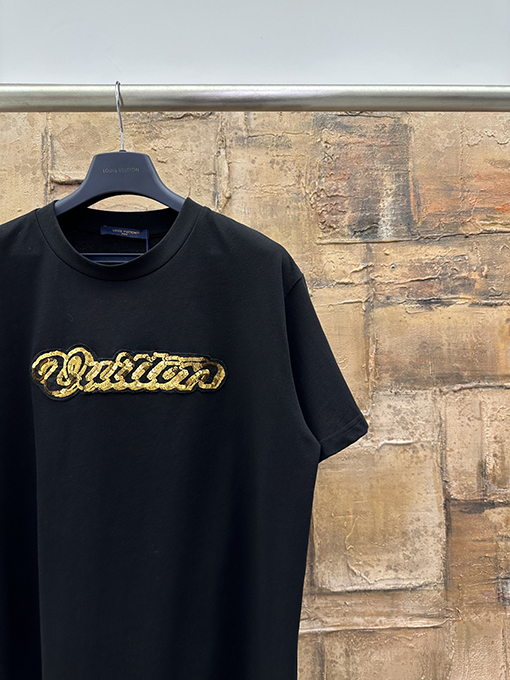 ルイヴィトン スパンコール刺繍半袖Tシャツ