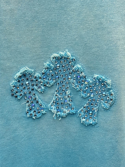 クロムハーツ アメリカンスタイルのウォッシュアップリケ刺繍ラインストーンカップル半袖Tシャツ