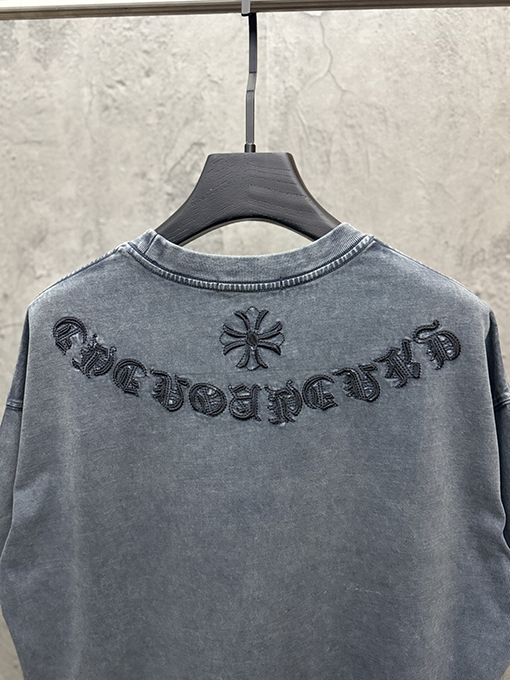 クロムハーツスーパーコピー アメリカンスタイルのウォッシュアップリケ刺繍半袖Tシャツ