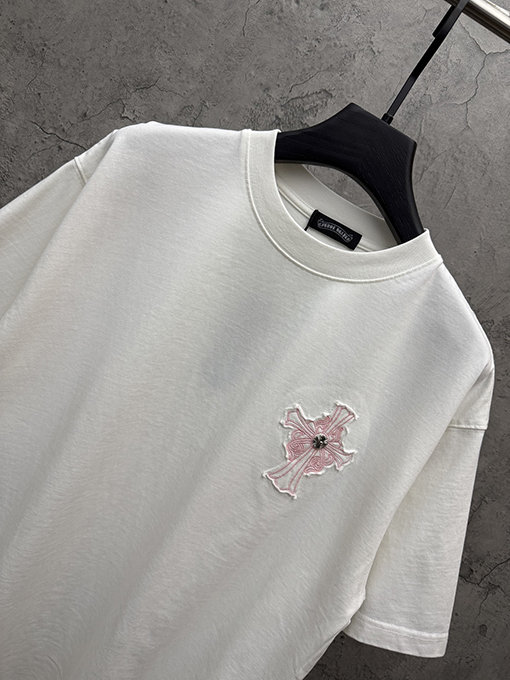 クロムハーツ アメリカンスタイルのレーザー刺繍カップル半袖Tシャツ