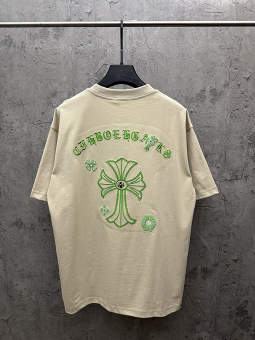 クロムハーツ 新モデルアメリカンスタイルのレーザー刺繍カップル半袖Tシャツ