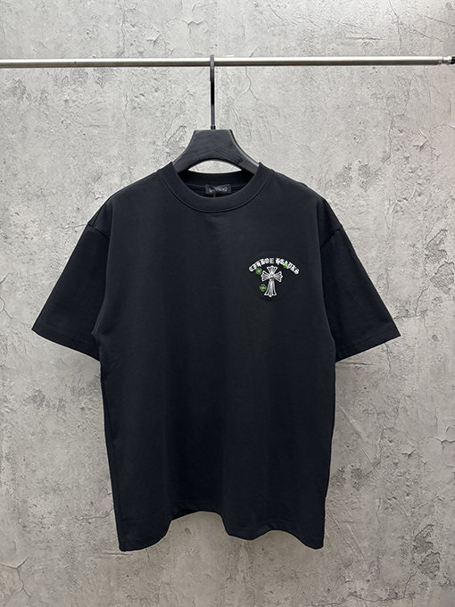 クロムハーツ 新モデルアメリカンスタイルのレーザー刺繍カップル半袖Tシャツ