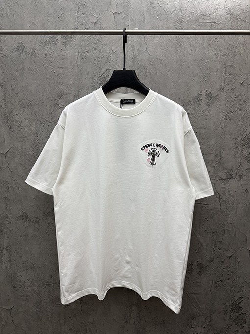 クロムハーツ 新モデルアメリカンスタイルのレーザー刺繍カップル半袖Tシャツ
