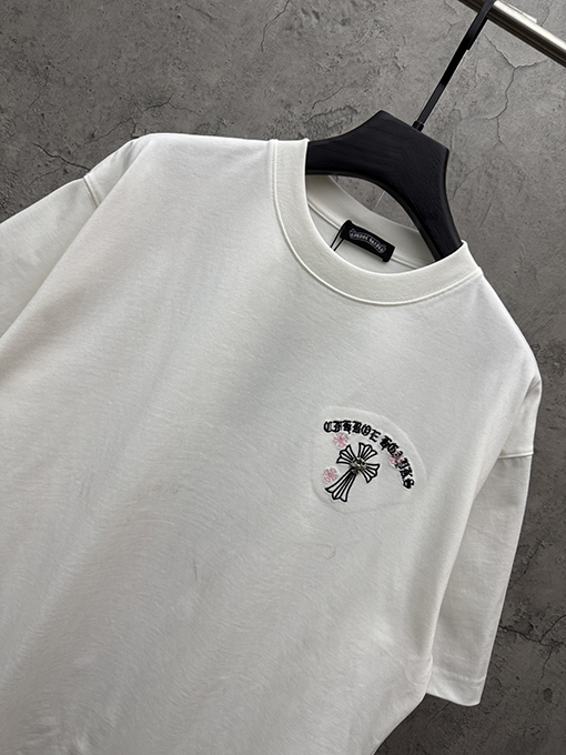クロムハーツ 新モデルアメリカンスタイルのレーザー刺繍カップル半袖Tシャツ