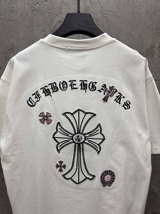 クロムハーツ 新モデルアメリカンスタイルのレーザー刺繍カップル半袖Tシャツ